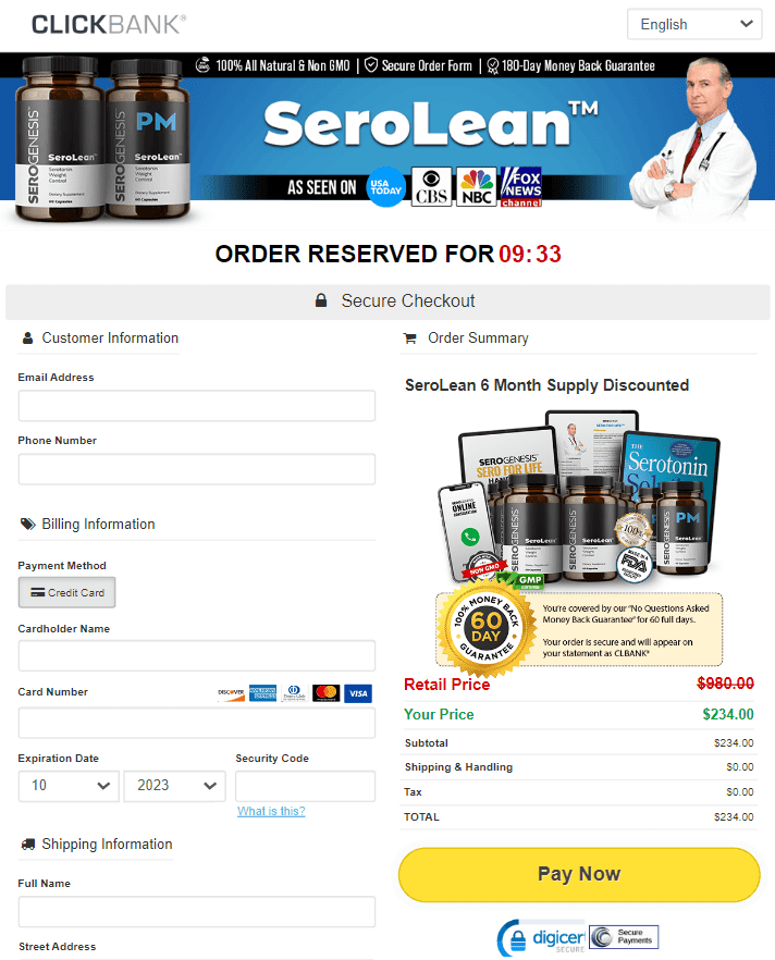 SeroLean Order Page